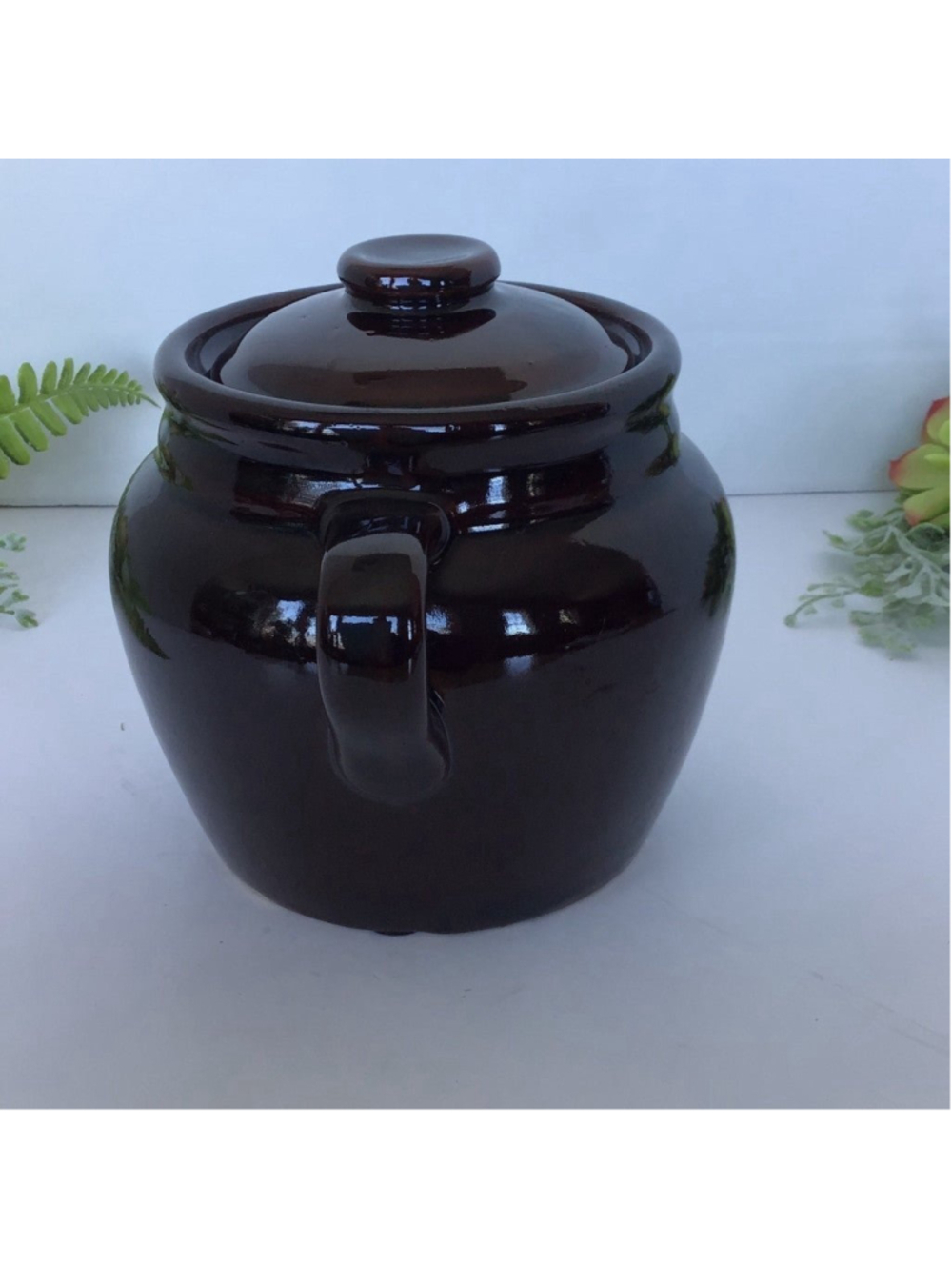 Vintage Beanpot Brown with handles and lid - Picture 4 of 8
